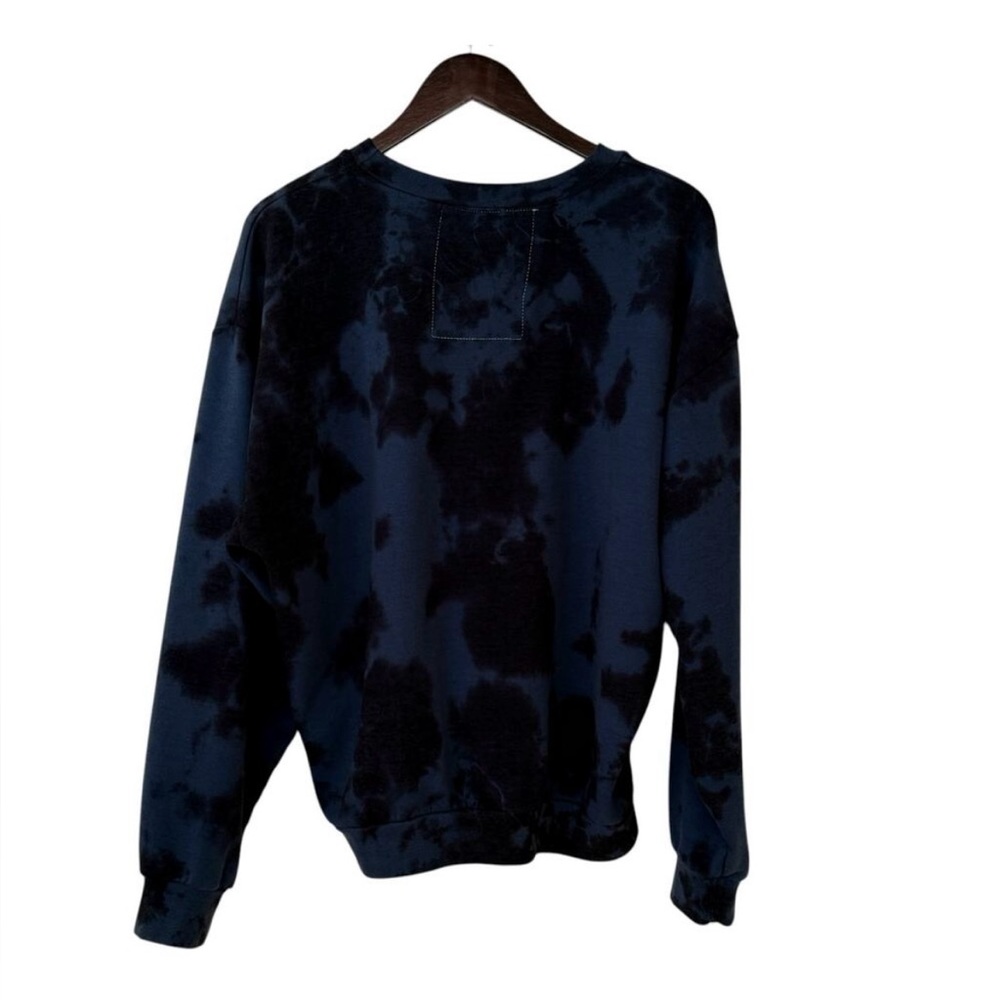 AVIATOR NATION Hand Dyed Relaxed Vintage Retro Blue Black Pullover Sweatshirt - Picture 3 of 5